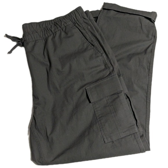 Eddie Bauer Men's XXL Dark Green Cargo Pants Stretch Drawstring Elastic Waist - Picture 1 of 10